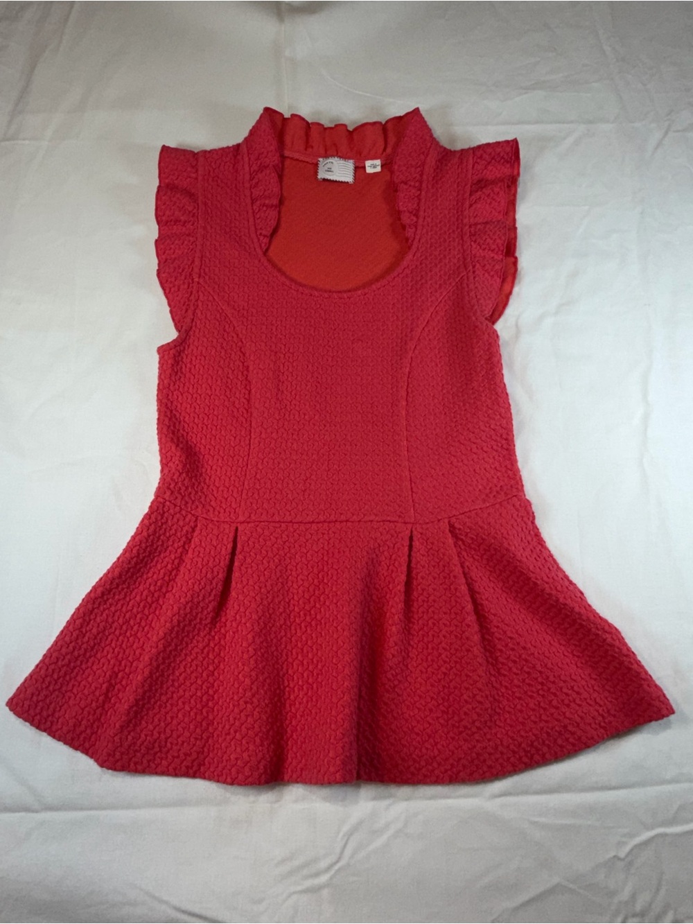 9-H15 Stcl Anthropologie Ruffled Sleeve Textured Peplum top